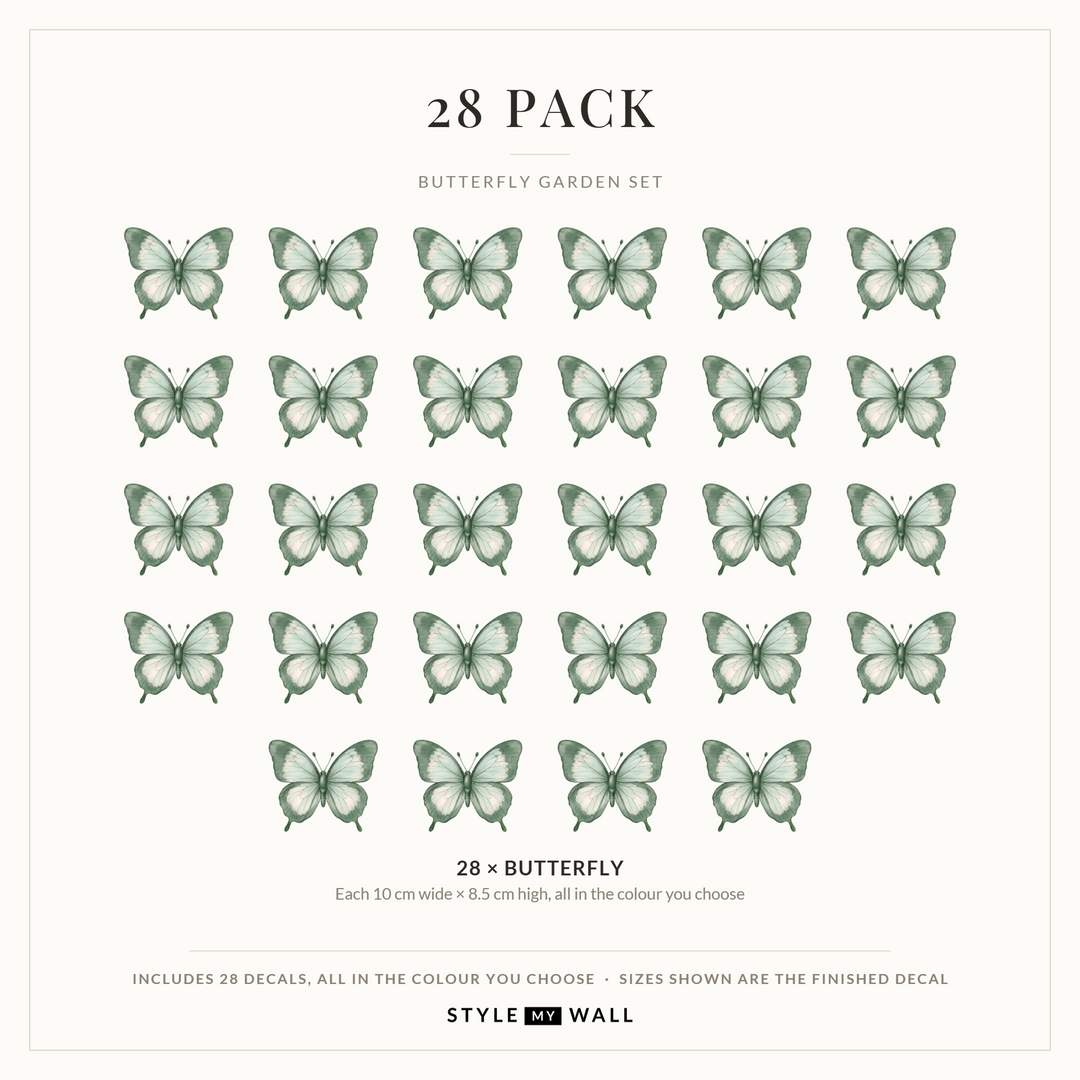 Butterfly Garden Wall Sticker Decals: 28 Pack sizes