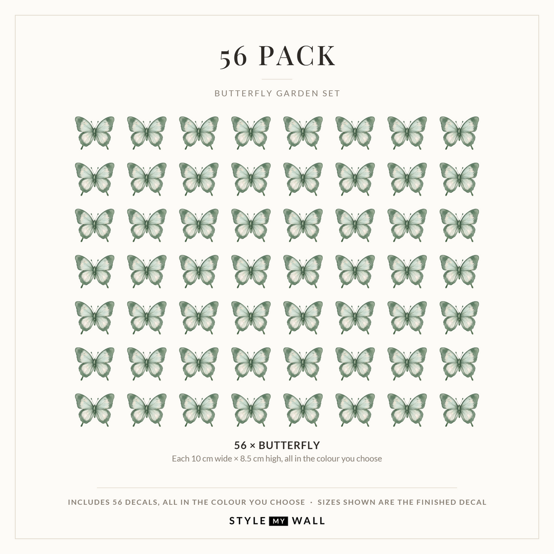 Butterfly Garden Wall Sticker Decals: 56 Pack sizes