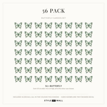 Butterfly Garden Wall Sticker Decals: 56 Pack sizes