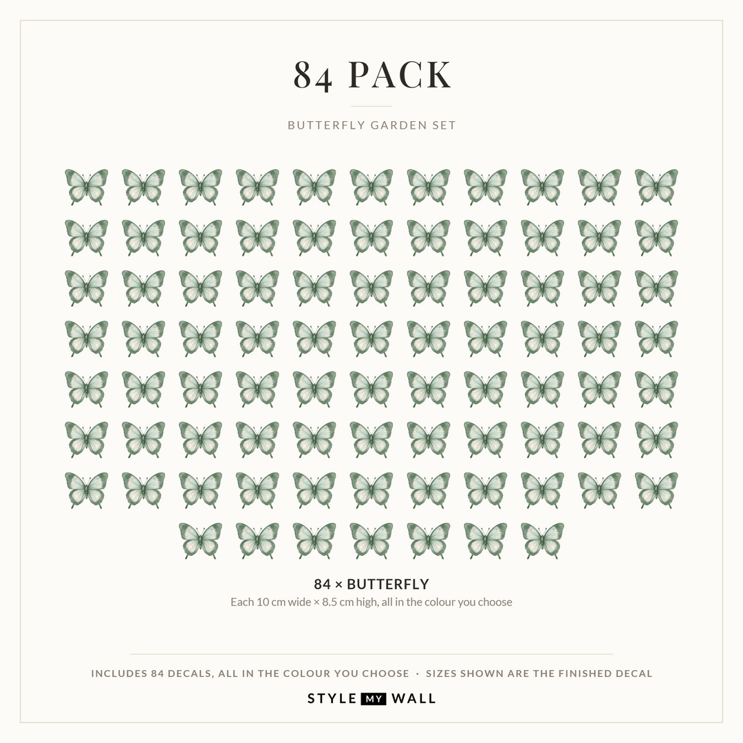 Butterfly Garden Wall Sticker Decals: 84 Pack sizes