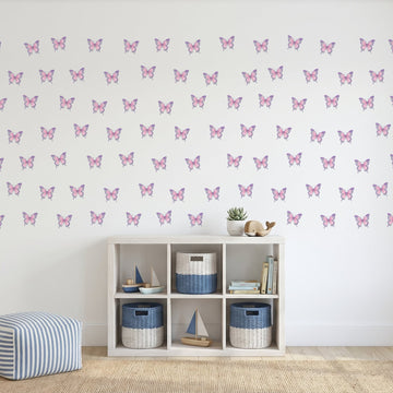 Butterfly Garden Wall Sticker Decals wall decals on a kids' room wall (in Pink Lilac, 84 Pack size)