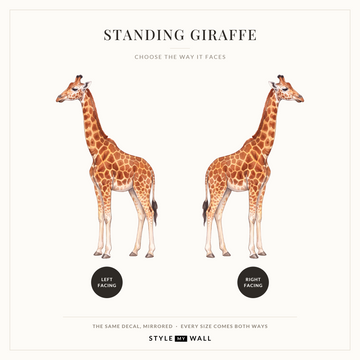 Gentle Giraffe Wall Sticker Decals: left facing and right facing, the same decal mirrored