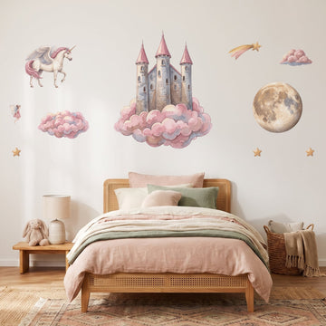 Cloud Castle Kingdom Wall Sticker Decals wall decals on a girl's bedroom wall (Full Room (Large) size)