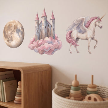 Cloud Castle Kingdom Wall Sticker Decals wall decals: a close-up of the decals from one side in a kids' room