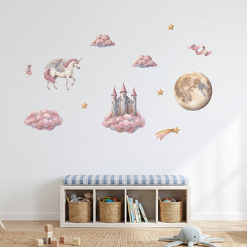 Cloud Castle Kingdom Wall Sticker Decals wall decals on a playroom wall (Feature Wall (Medium) size)