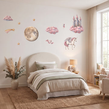 Cloud Castle Kingdom Wall Sticker Decals wall decals: the whole room from a corner in a girl's bedroom