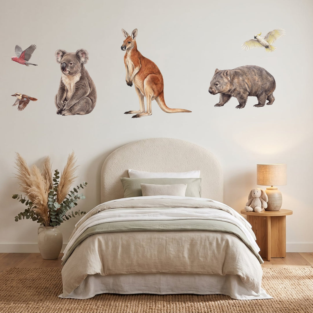 Australian Bush Animals Wall Sticker Decals wall decals on a girl's bedroom wall (Full Room (Large) size)