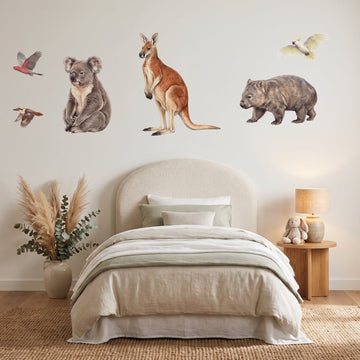 Australian Bush Animals Wall Sticker Decals wall decals on a girl's bedroom wall (Full Room (Large) size)
