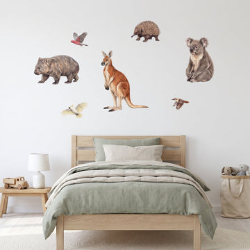 Australian Bush Animals Wall Sticker Decals wall decals on a boy's bedroom wall (Feature Wall (Medium) size)
