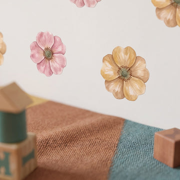 Wild Rose Blooms Wall Sticker Decals wall decals: a close-up of the decals from one side in a playroom