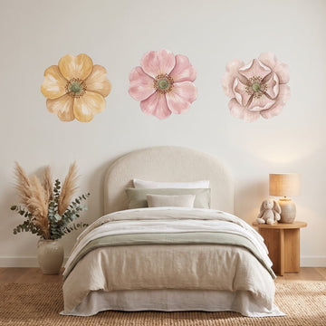 Soft Petals Rose Wall Sticker Decals wall decals on a girl's bedroom wall (Feature Wall (Medium) size)