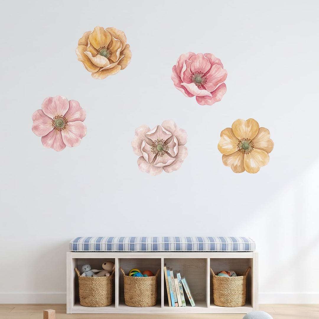 Soft Petals Rose Wall Sticker Decals wall decals on a playroom wall (Accent (Small) size)