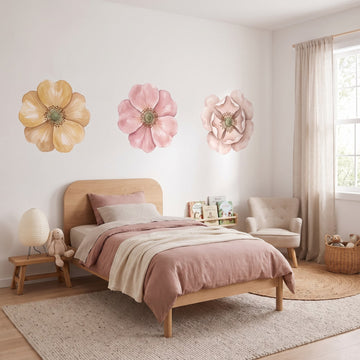 Soft Petals Rose Wall Sticker Decals wall decals: the whole room from a corner in a girl's bedroom
