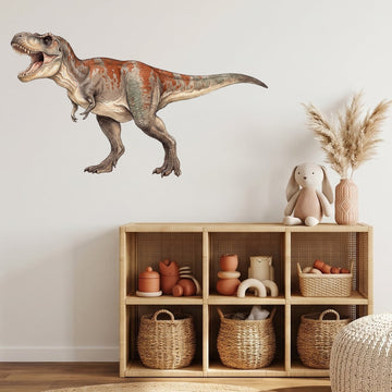 Roaring T Rex Wall Sticker Decals wall decals on a kids' room wall (Large (137 x 78 cm) size, left facing)