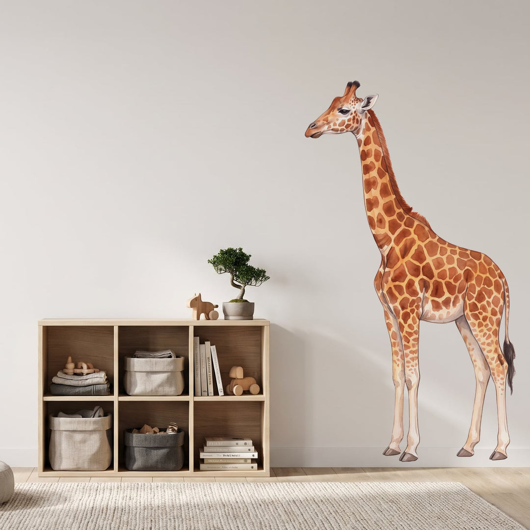 Gentle Giraffe Wall Sticker Decals wall decals on a kids' room wall (Maxi (102 x 183 cm) size, left facing)