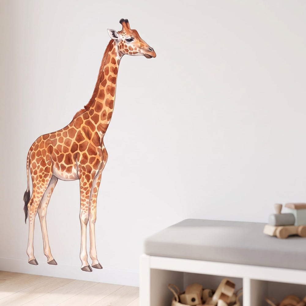 Gentle Giraffe Wall Sticker Decals wall decals: a close-up of the decals from one side in a playroom