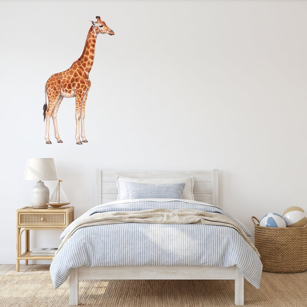 Gentle Giraffe Wall Sticker Decals wall decals on a boy's bedroom wall (Medium (56 x 100 cm) size, right facing)