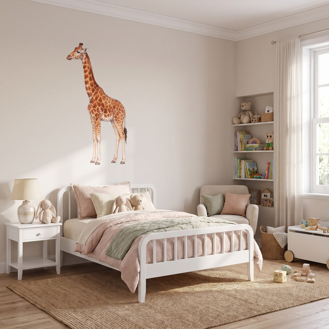 Gentle Giraffe Wall Sticker Decals wall decals: the whole room from a corner in a girl's bedroom