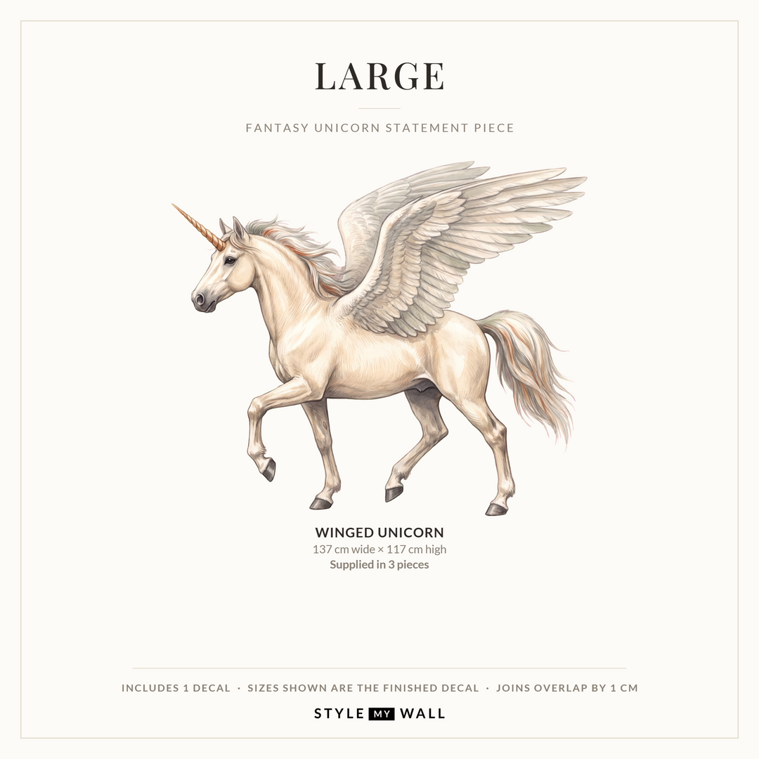 Winged Unicorn Wall Sticker Decals: Large sizes