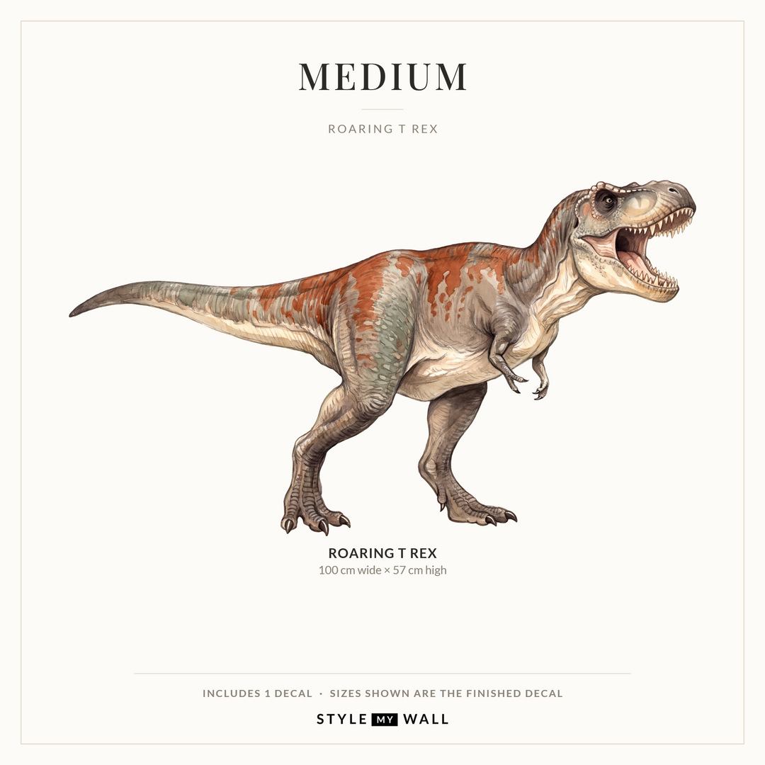 Roaring T Rex Wall Sticker Decals: Medium sizes