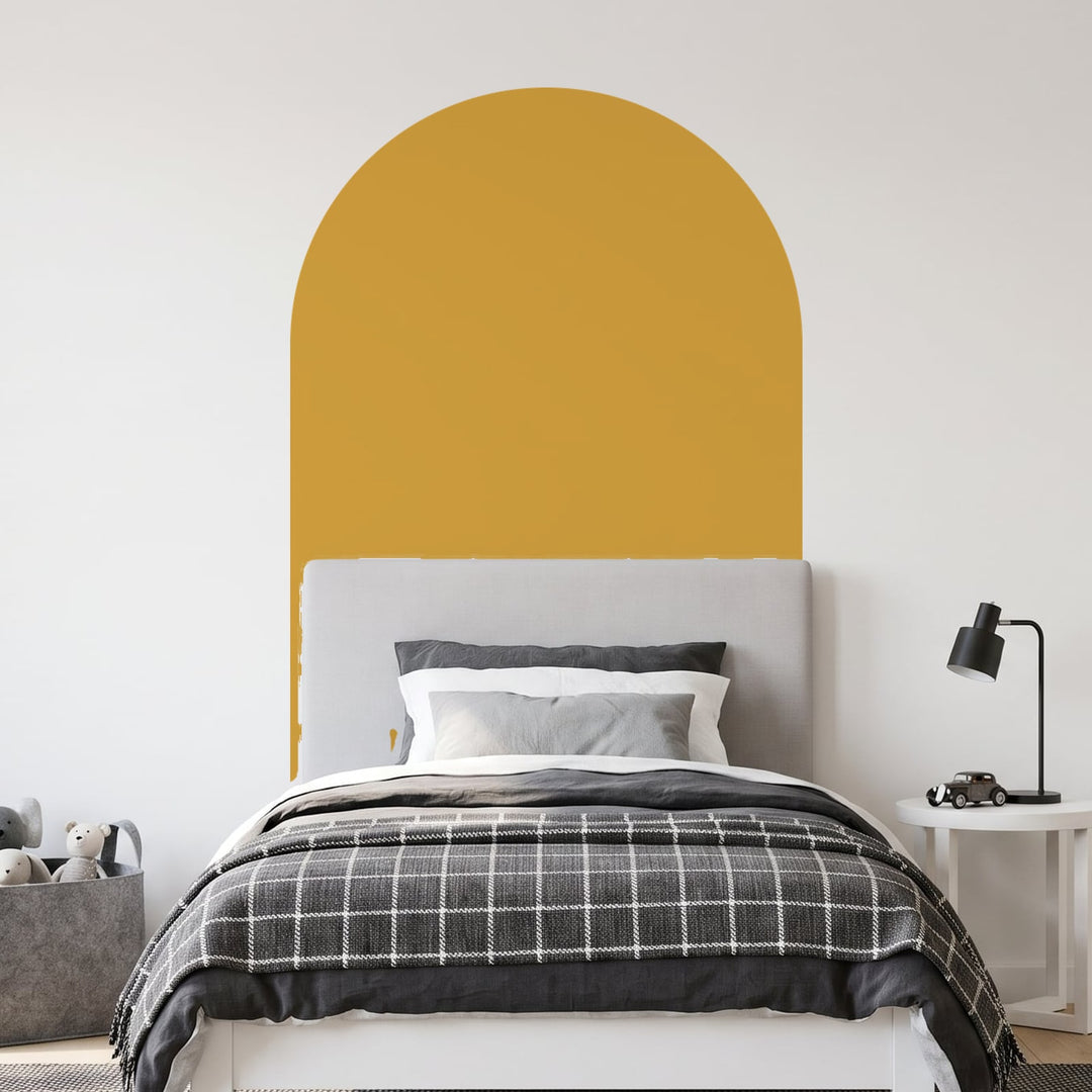 Colour Pop Arch Wall Sticker Decals wall decals on a boy's bedroom wall (in Mustard, Large (98 x 180 cm) size)