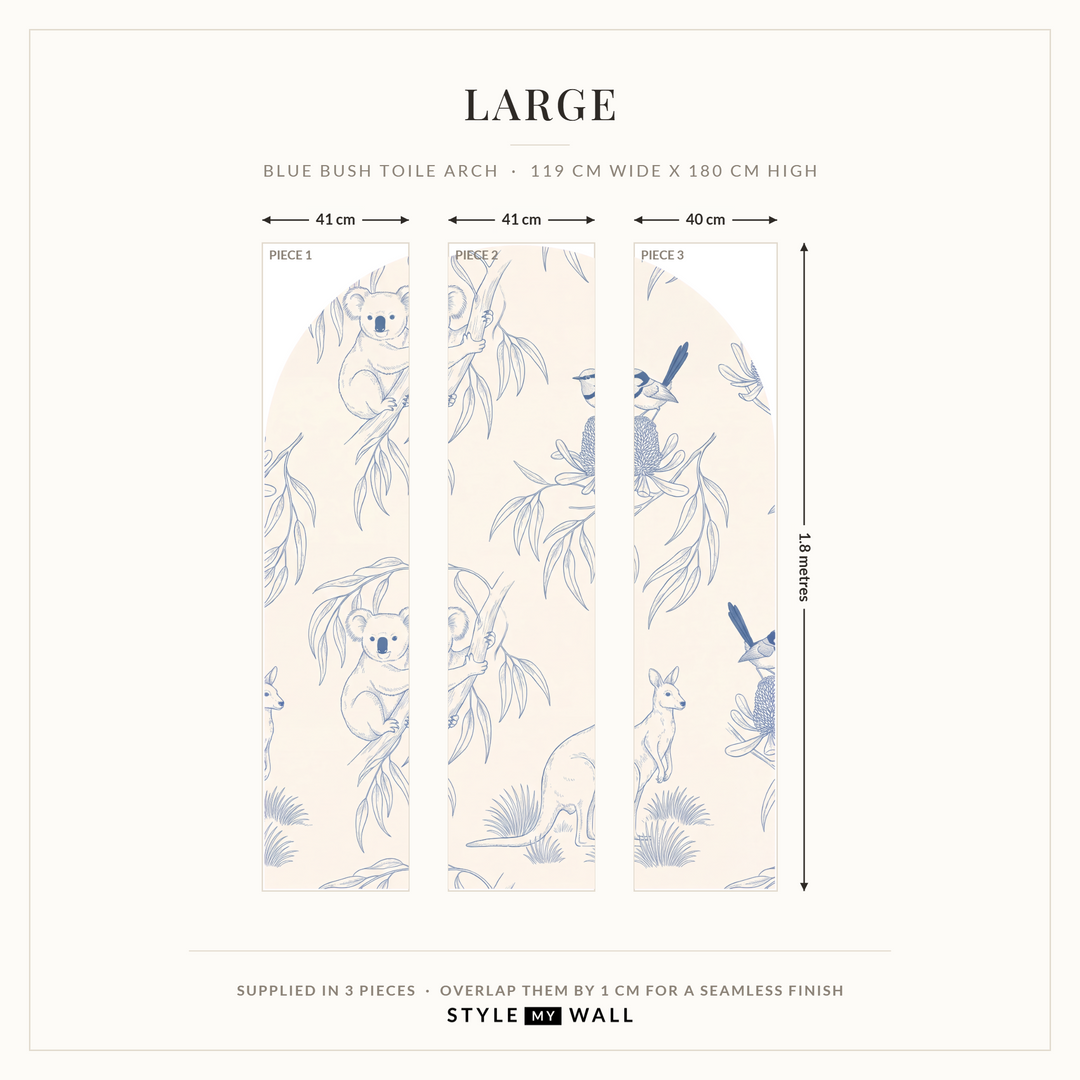 Australian Bush Toile Arch Wall Sticker Decals: Large supplied in 3 pieces that overlap by 1 cm