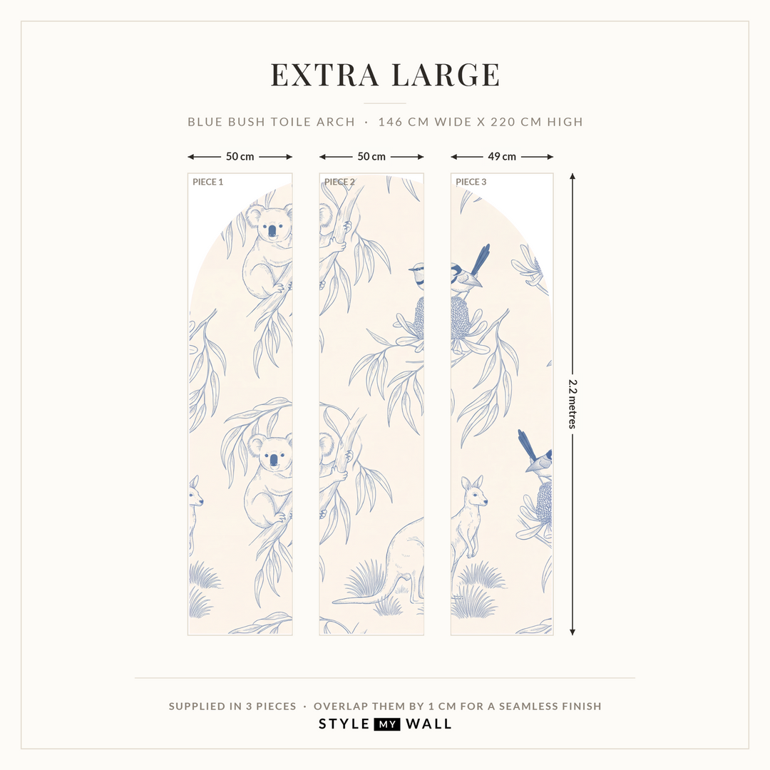 Australian Bush Toile Arch Wall Sticker Decals: Extra Large supplied in 3 pieces that overlap by 1 cm