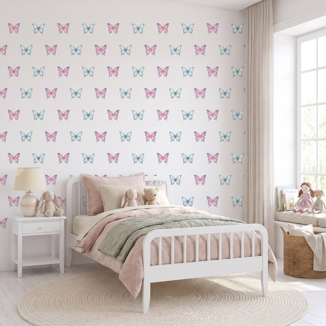 Fairy Floss Lagoon Butterfly Garden Wall Sticker Decals wall decals: the whole room from a corner in a girl's bedroom