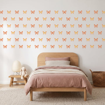 Sunset Glow Butterflies Wall Sticker Decals wall decals on a girl's bedroom wall (90 Pack size)