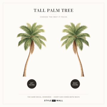 Tall Green Palm Tree Wall Sticker Decals: left facing and right facing, the same decal mirrored