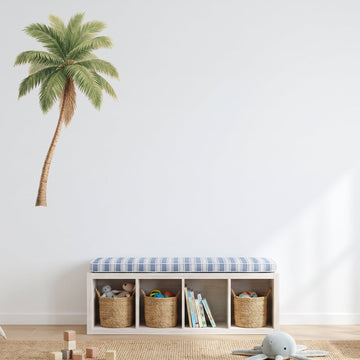 Tall Green Palm Tree Wall Sticker Decals wall decals on a playroom wall (Large (75 x 137 cm) size, left facing)