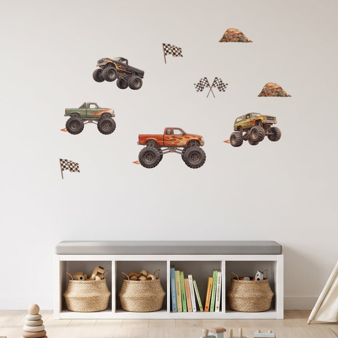 Monster Truck Rally Wall Sticker Decals wall decals on a playroom wall (Accent (Small) size)