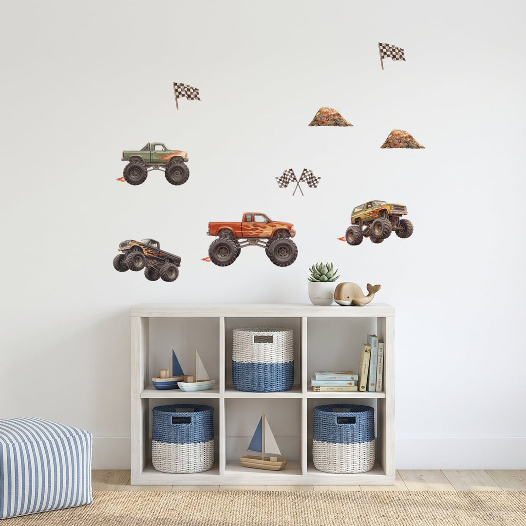 Monster Truck Rally Wall Sticker Decals wall decals on a kids' room wall (Accent (Small) size)