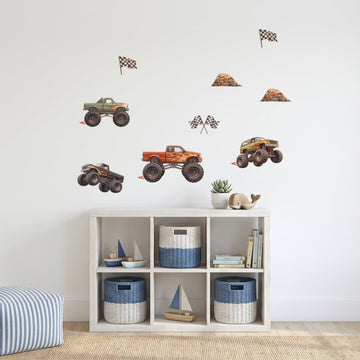 Monster Truck Rally Wall Sticker Decals wall decals on a kids' room wall (Accent (Small) size)