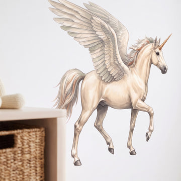 Winged Unicorn Wall Sticker Decals wall decals: a close-up of the decals from one side in a kids' room