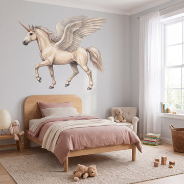 Winged Unicorn Wall Sticker Decals wall decals: the whole room from a corner in a girl's bedroom