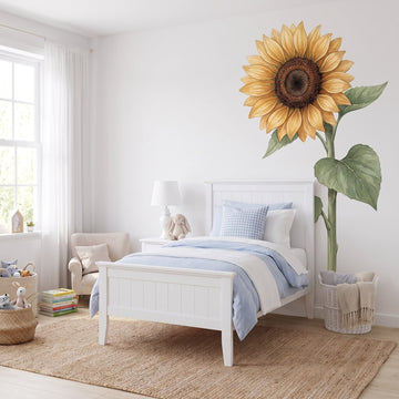 Giant Golden Sunflower Wall Sticker Decals wall decals: the whole room from a corner in a girl's bedroom