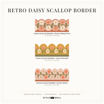 Retro Daisy Scallop Border Wall Sticker Decals: 1 m wall sizes
