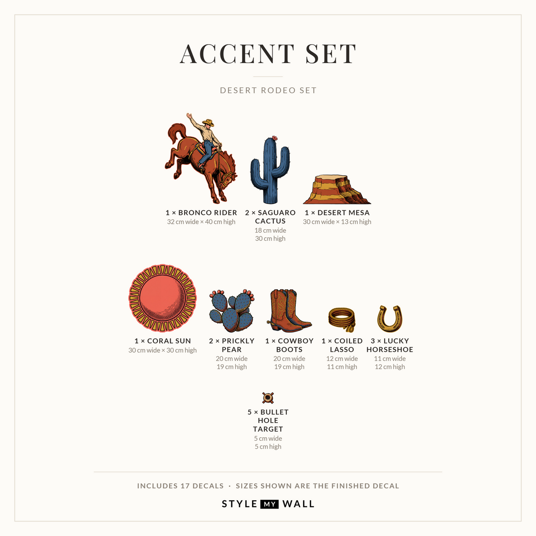 Desert Rodeo Wall Sticker Decals: Accent Set sizes