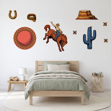 Desert Rodeo Wall Sticker Decals wall decals on a boy's bedroom wall (Full Room (Large) size)