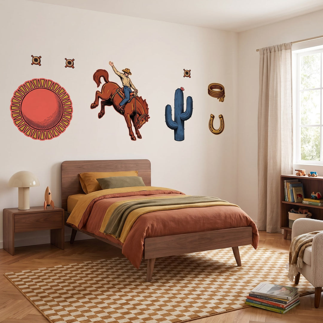 Desert Rodeo Wall Sticker Decals wall decals: the whole room from a corner in a boy's bedroom