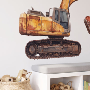 Big Dig Excavator Wall Sticker Decals wall decals: a close-up of the decals from one side in a playroom