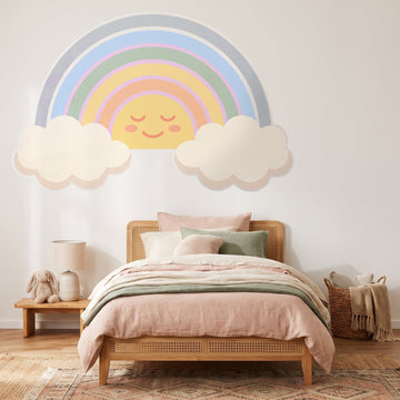 Sunrise Rainbow Clouds Wall Sticker Decals wall decals on a girl's bedroom wall (Maxi (183 x 117 cm) size)