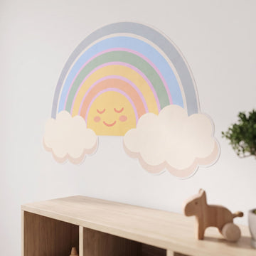 Sunrise Rainbow Clouds Wall Sticker Decals wall decals: a close-up of the decals from one side in a kids' room