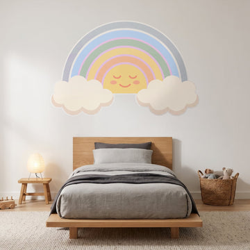Sunrise Rainbow Clouds Wall Sticker Decals wall decals on a boy's bedroom wall (Large (137 x 88 cm) size)