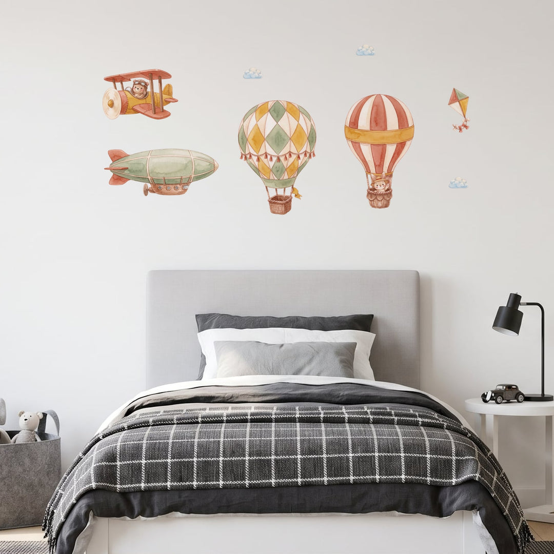 Patchwork Balloon Skies Wall Sticker Decals wall decals on a boy's bedroom wall (Feature Wall (Medium) size)