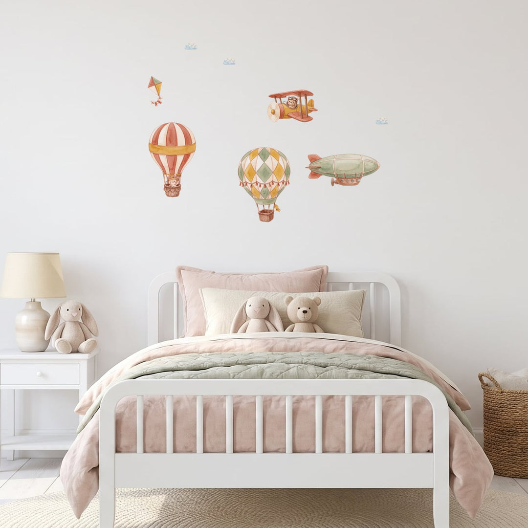 Patchwork Balloon Skies Wall Sticker Decals wall decals on a girl's bedroom wall (Accent (Small) size)