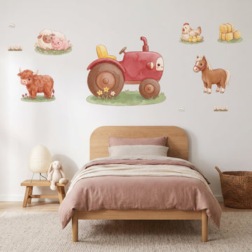 Down on the Farm Wall Sticker Decals wall decals on a girl's bedroom wall (Full Room (Large) size)