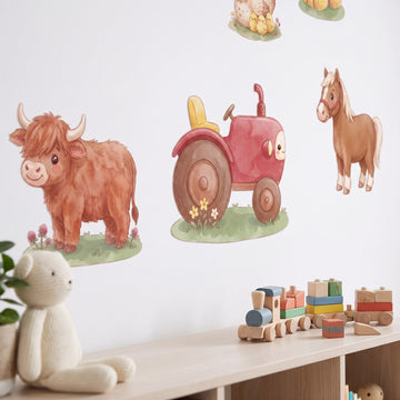 Down on the Farm Wall Sticker Decals wall decals: a close-up of the decals from one side in a kids' room