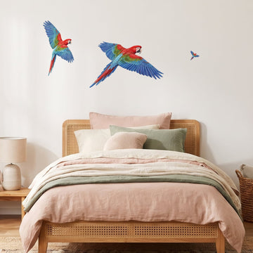 Flying Macaws Wall Sticker Decals wall decals on a girl's bedroom wall (Feature Wall (Medium) size)